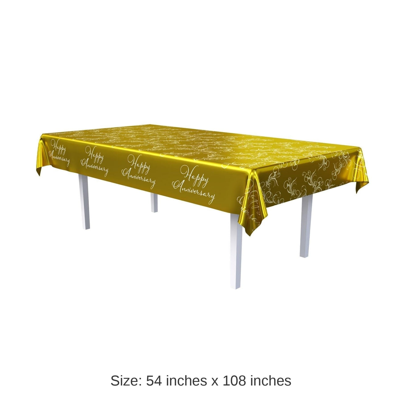 12 Pack Bulk Metallic Happy Anniversary Tablecover