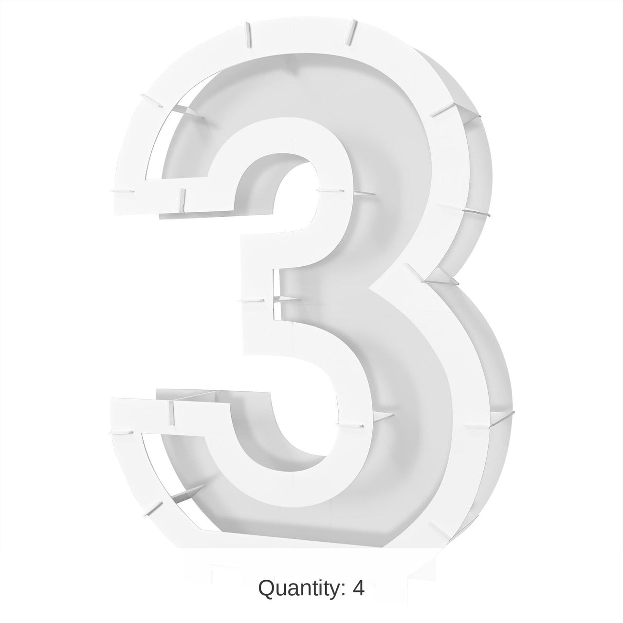 4 Pack Bulk Balloon Mosaic Number 3 Frame