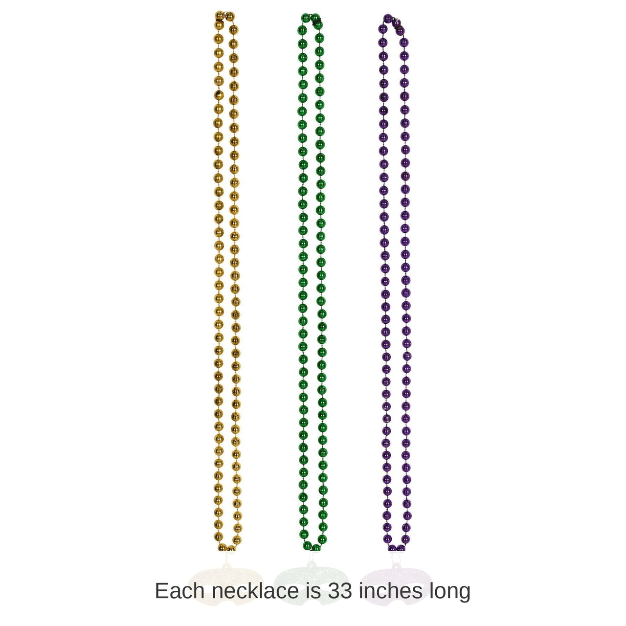36 Pack Bulk Bead Necklace with Glittered Mask Medallion