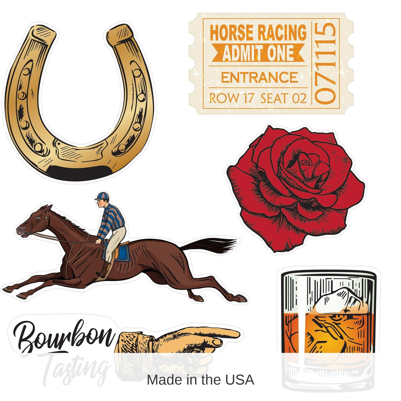 72 Pack Bulk Vintage Horse Racing Mini Cutouts