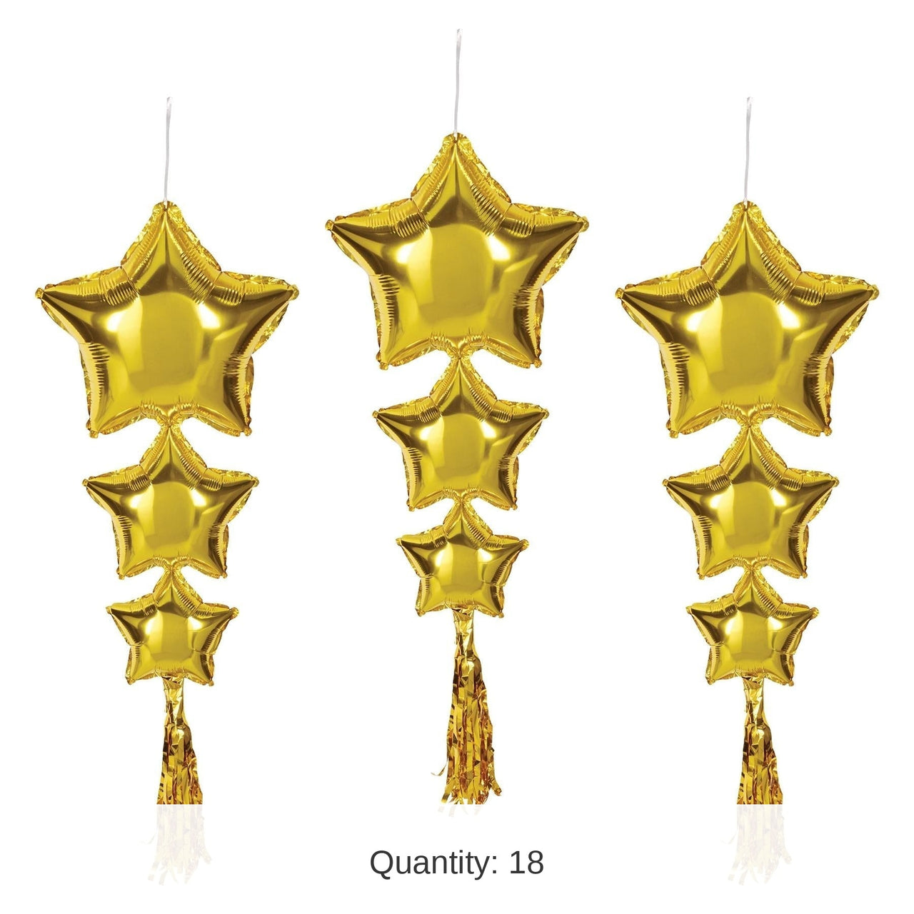 18 Pack Bulk Star Balloons with Tassels gold