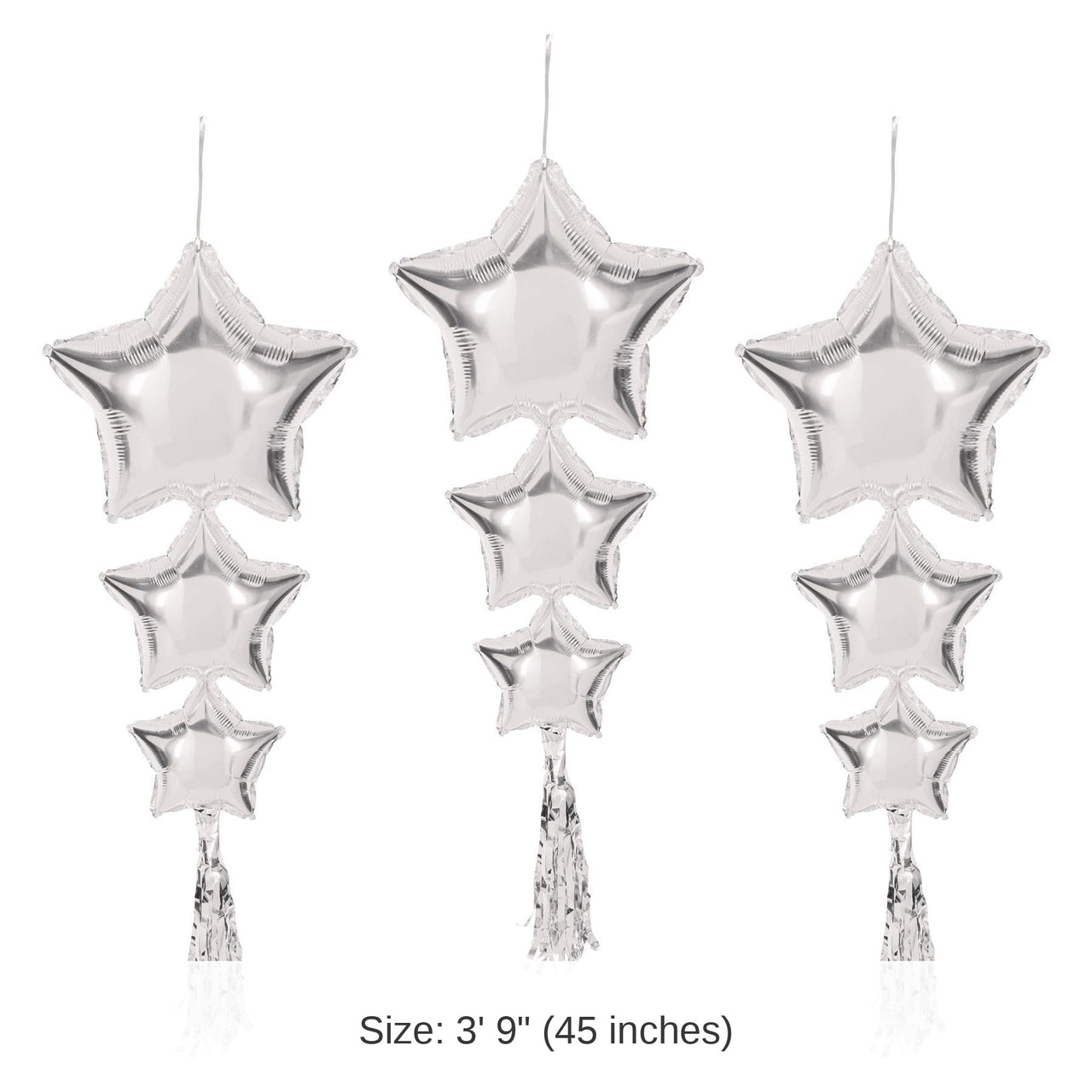 18 Pack Bulk Star Balloons with Tassels silver