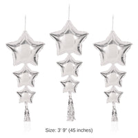 18 Pack Bulk Star Balloons with Tassels silver