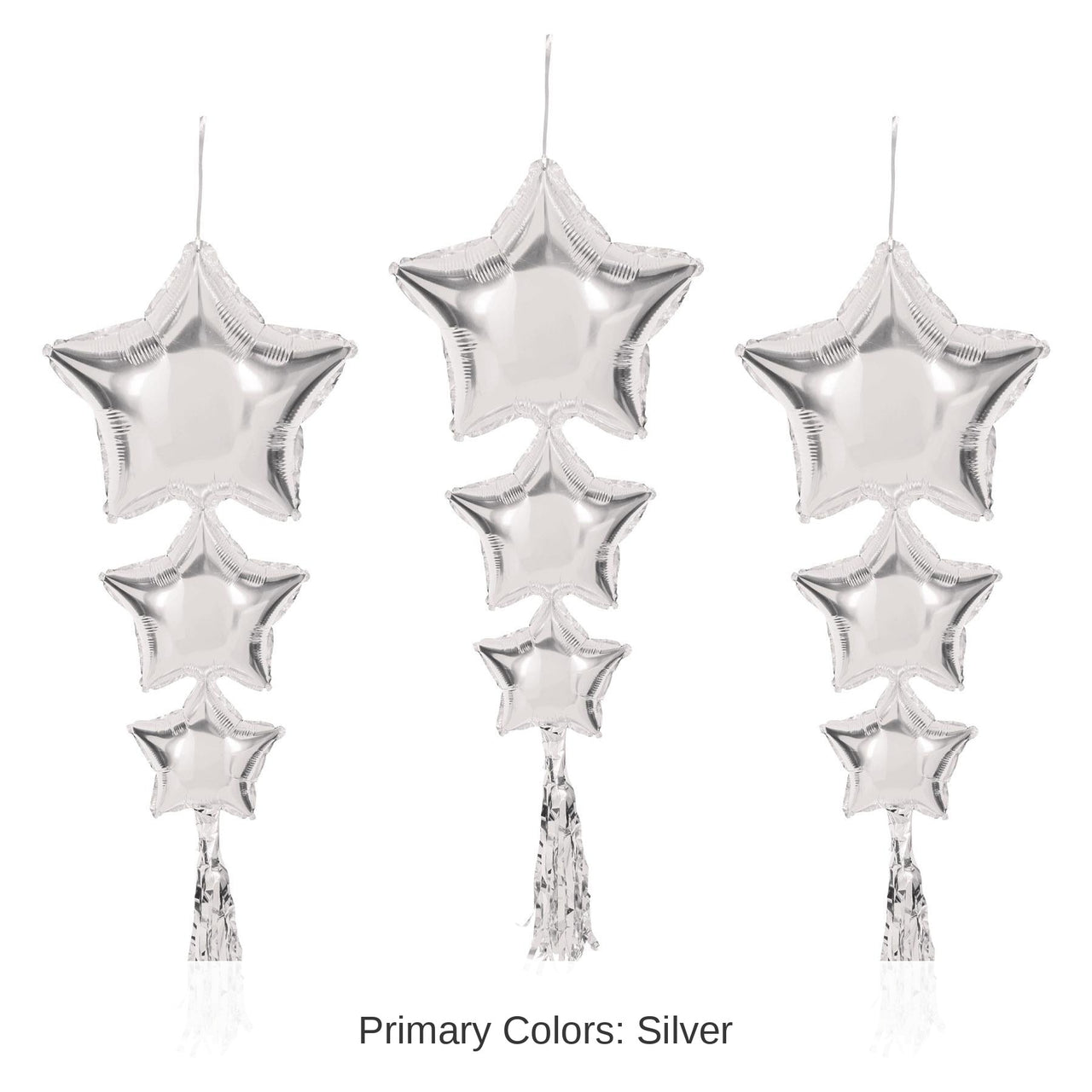 18 Pack Bulk Star Balloons with Tassels silver