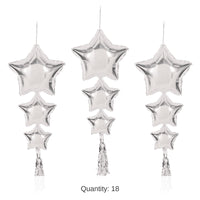 18 Pack Bulk Star Balloons with Tassels silver