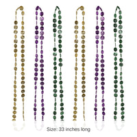 72 Pack Bulk Mardi Gras Coin Bead Necklaces Asst gold, green, purple