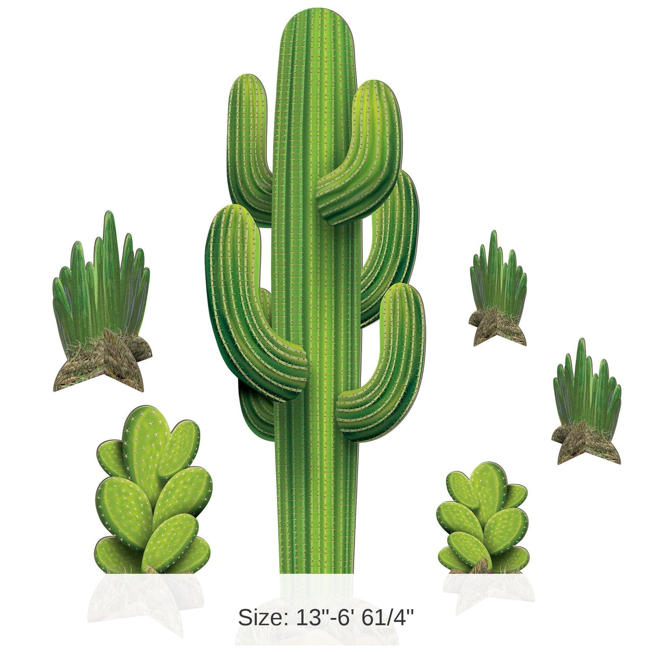 6 Pack Bulk Western Cacti Stand-Up Decorations