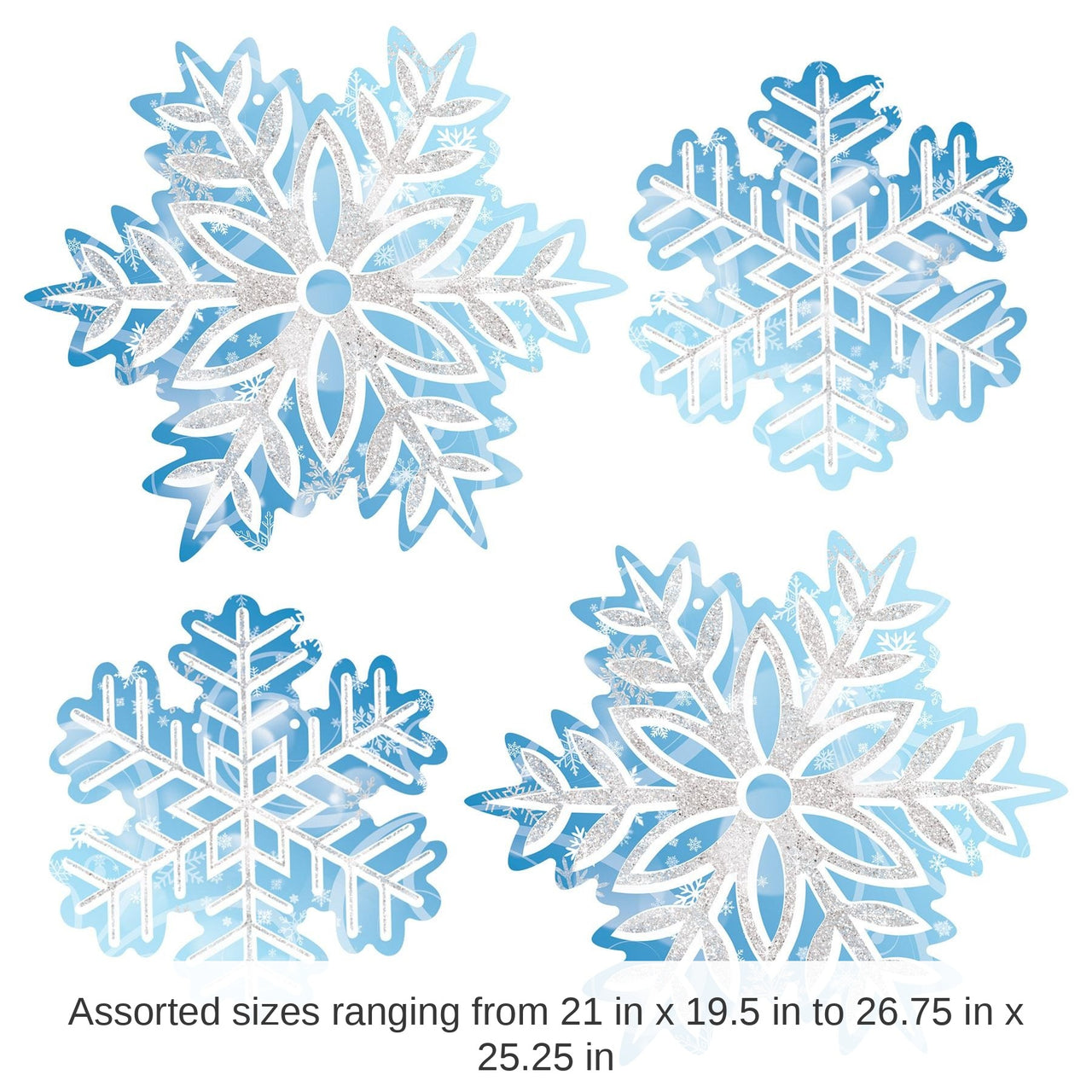 4 Pack Bulk Winter Wonderland Hanging Snowflakes