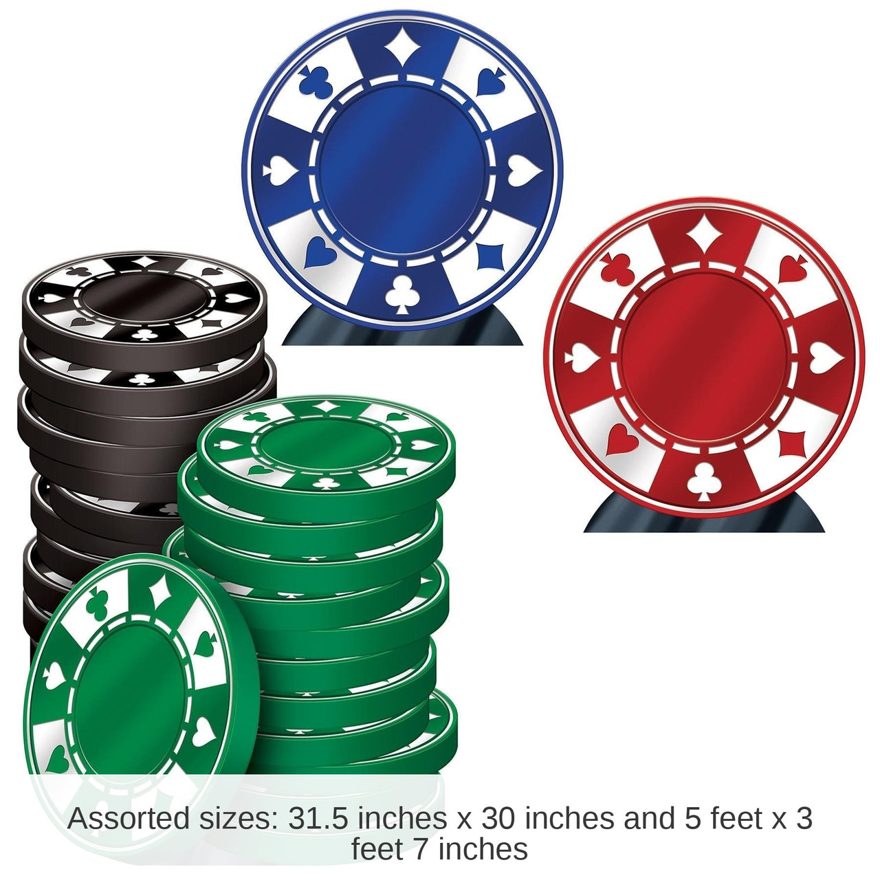 3 Pack Bulk Casino Poker Chips Stand-Up Decoration