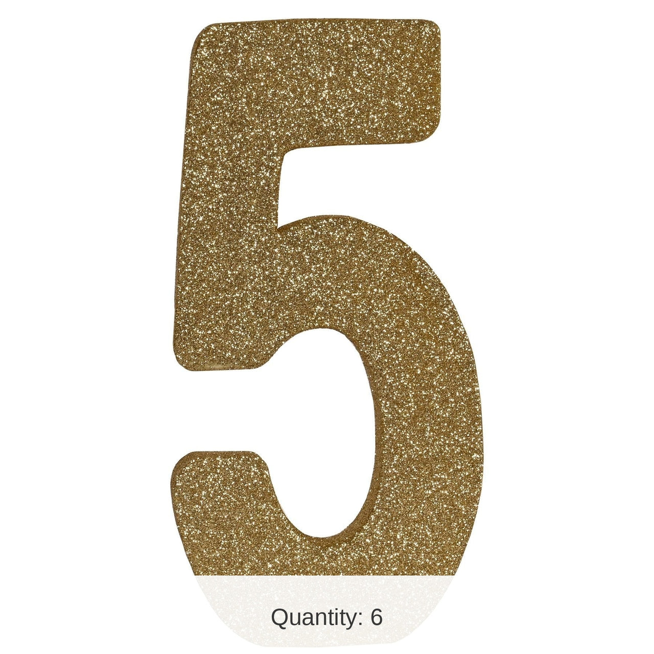 6 Pack Bulk 3-D Glittered 5 Centerpiece gold