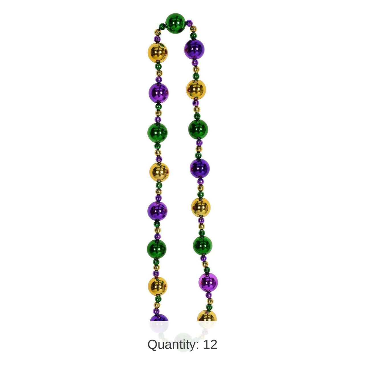 12 Pack Bulk Jumbo Mardi Gras Bead Necklace