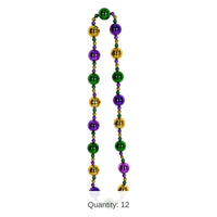 12 Pack Bulk Jumbo Mardi Gras Bead Necklace