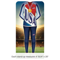 4 Pack Bulk International Sprts Female Athlete Photo Prop Stand-Up Decoration