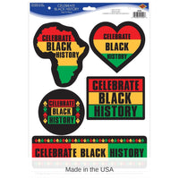12 Pack Bulk Celebrate Black History Month Peel 'N Place Cling Sheets