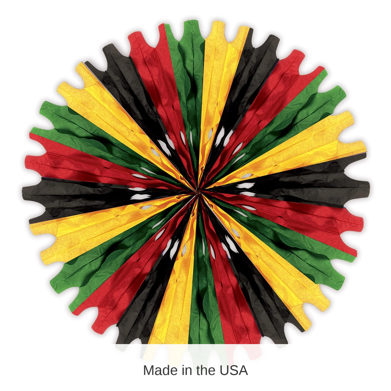 12 Pack Bulk Black History Month Tissue Fan black, red, green, yellow