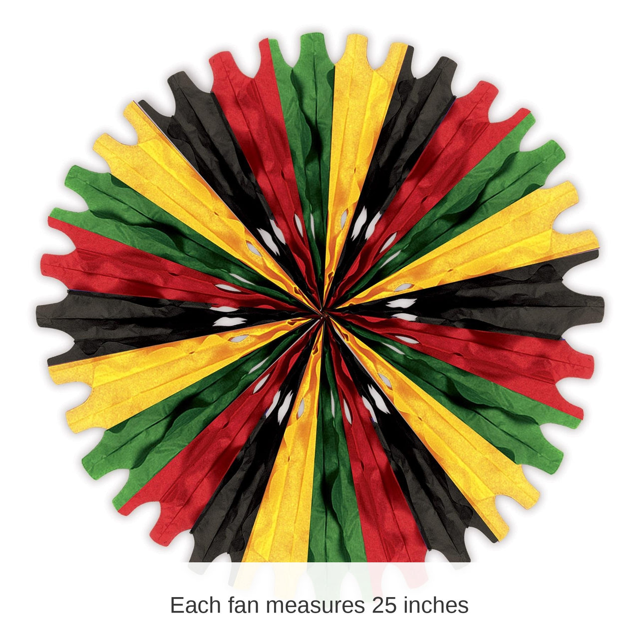12 Pack Bulk Black History Month Tissue Fan black, red, green, yellow