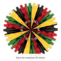 12 Pack Bulk Black History Month Tissue Fan black, red, green, yellow