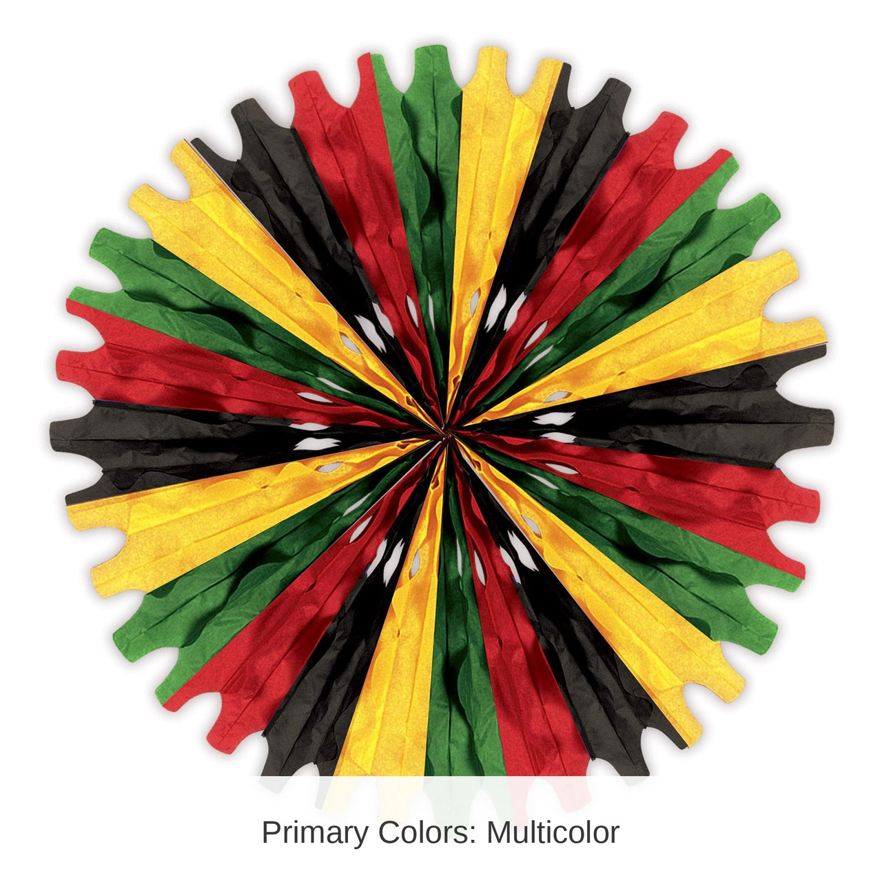 12 Pack Bulk Black History Month Tissue Fan black, red, green, yellow