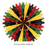 12 Pack Bulk Black History Month Tissue Fan black, red, green, yellow