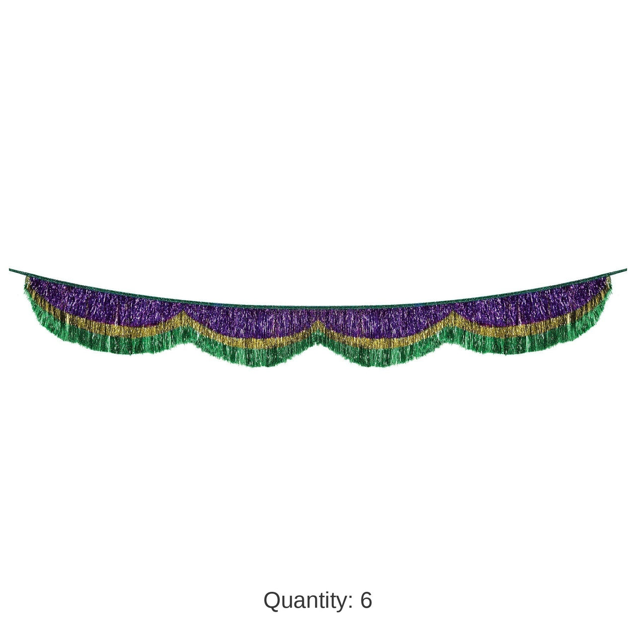 6 Pack Bulk Mardi Gras 72.5 inch Tinsel Fringe Bunting
