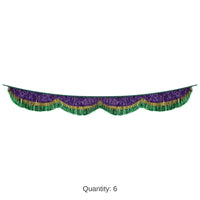 6 Pack Bulk Mardi Gras 72.5 inch Tinsel Fringe Bunting