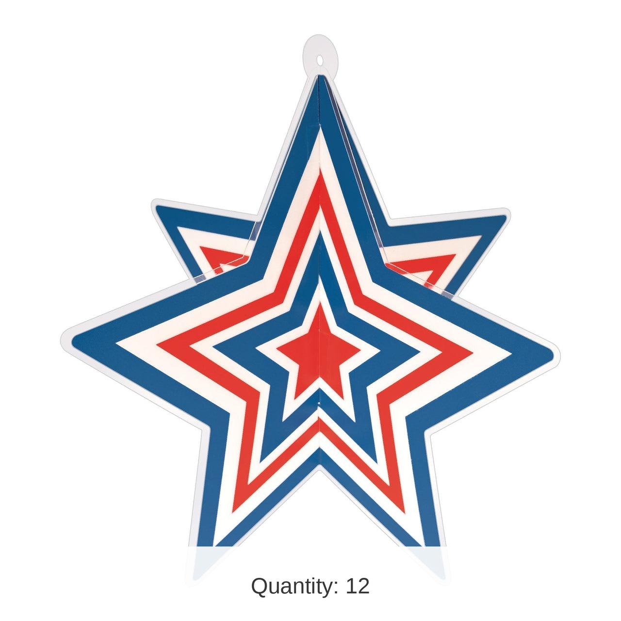 12 Pack Beistle Red, White and Blue 3-D Plastic Star Centerpiece