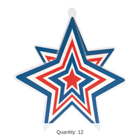 12 Pack Beistle Red, White and Blue 3-D Plastic Star Centerpiece