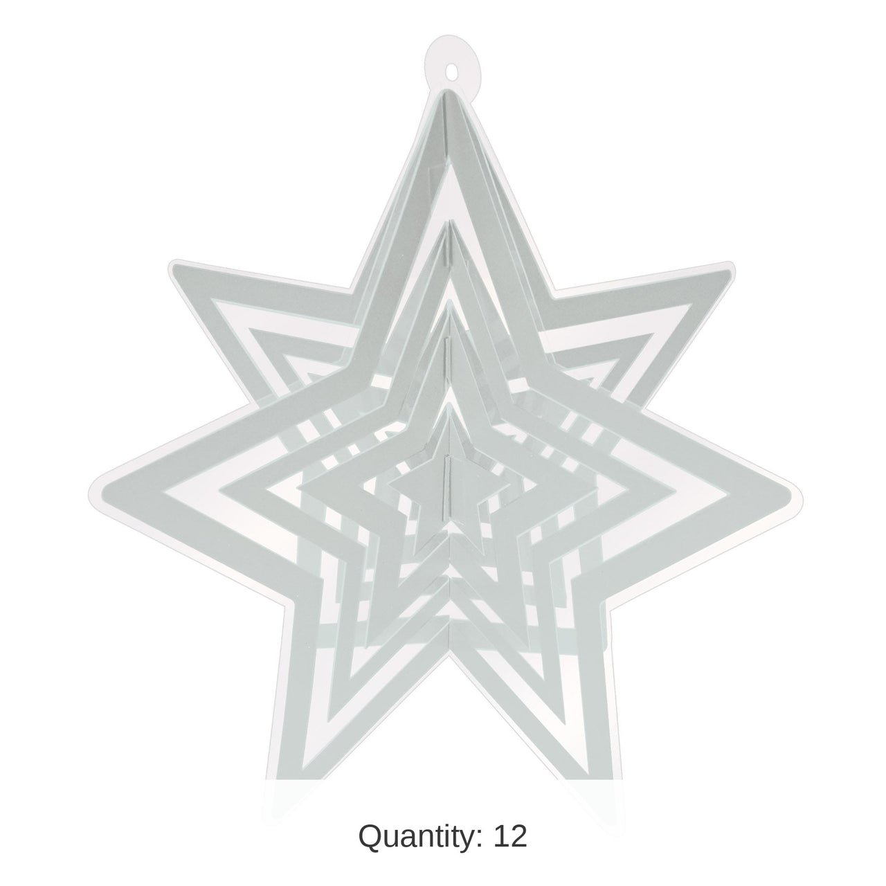 12 Pack Beistle Silver 3-D Plastic Star Centerpiece