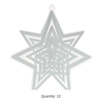 12 Pack Beistle Silver 3-D Plastic Star Centerpiece