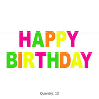12 Pack Bulk Neon Happy Birthday Streamer