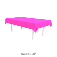 12 Pack Bulk Neon Pink Plastic Rectangular Tablecover