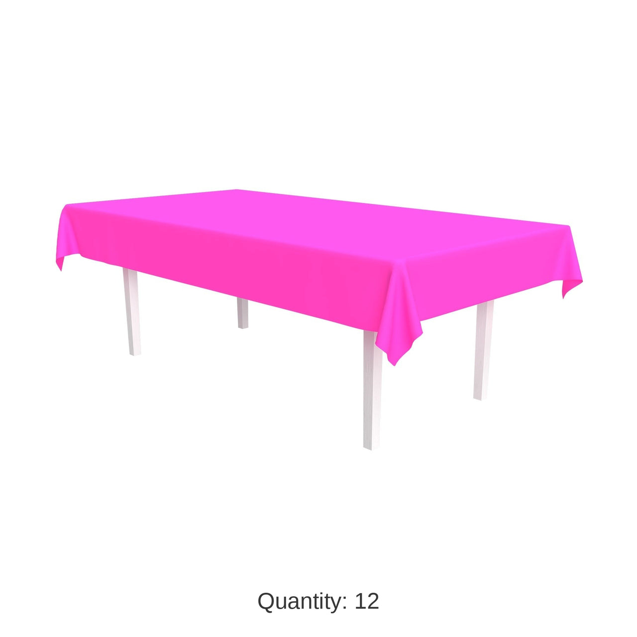 12 Pack Bulk Neon Pink Plastic Rectangular Tablecover