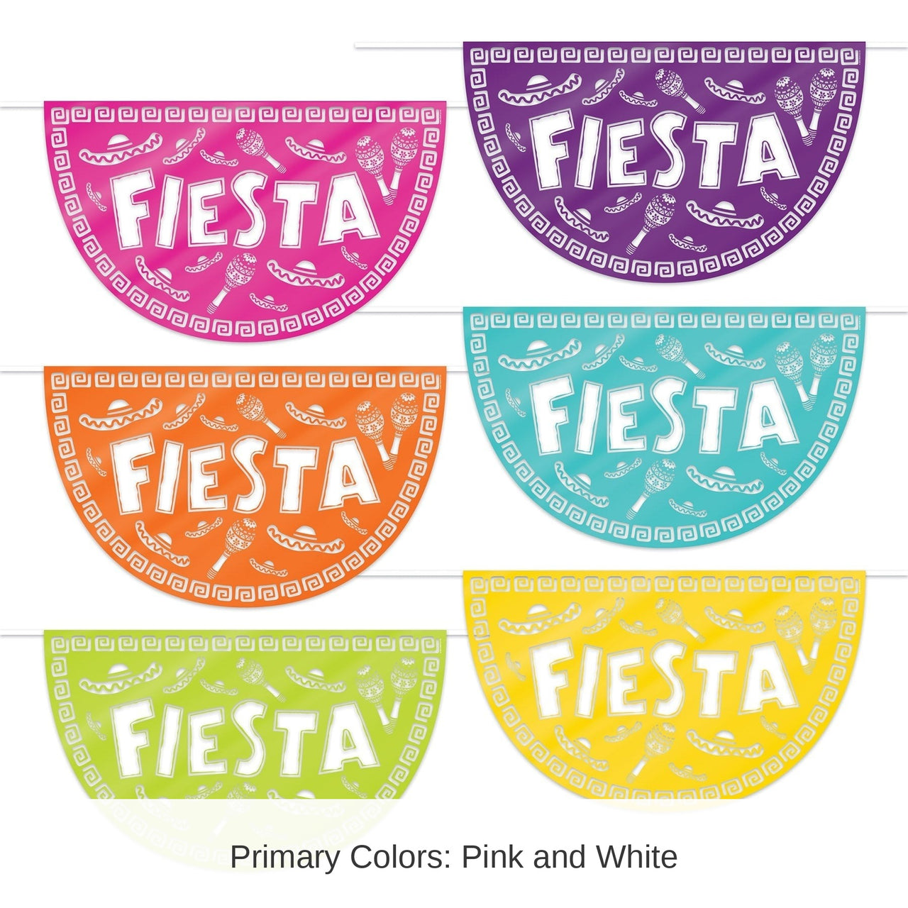 72 Piece Bulk Fiesta Picado Style Plastic Buntings
