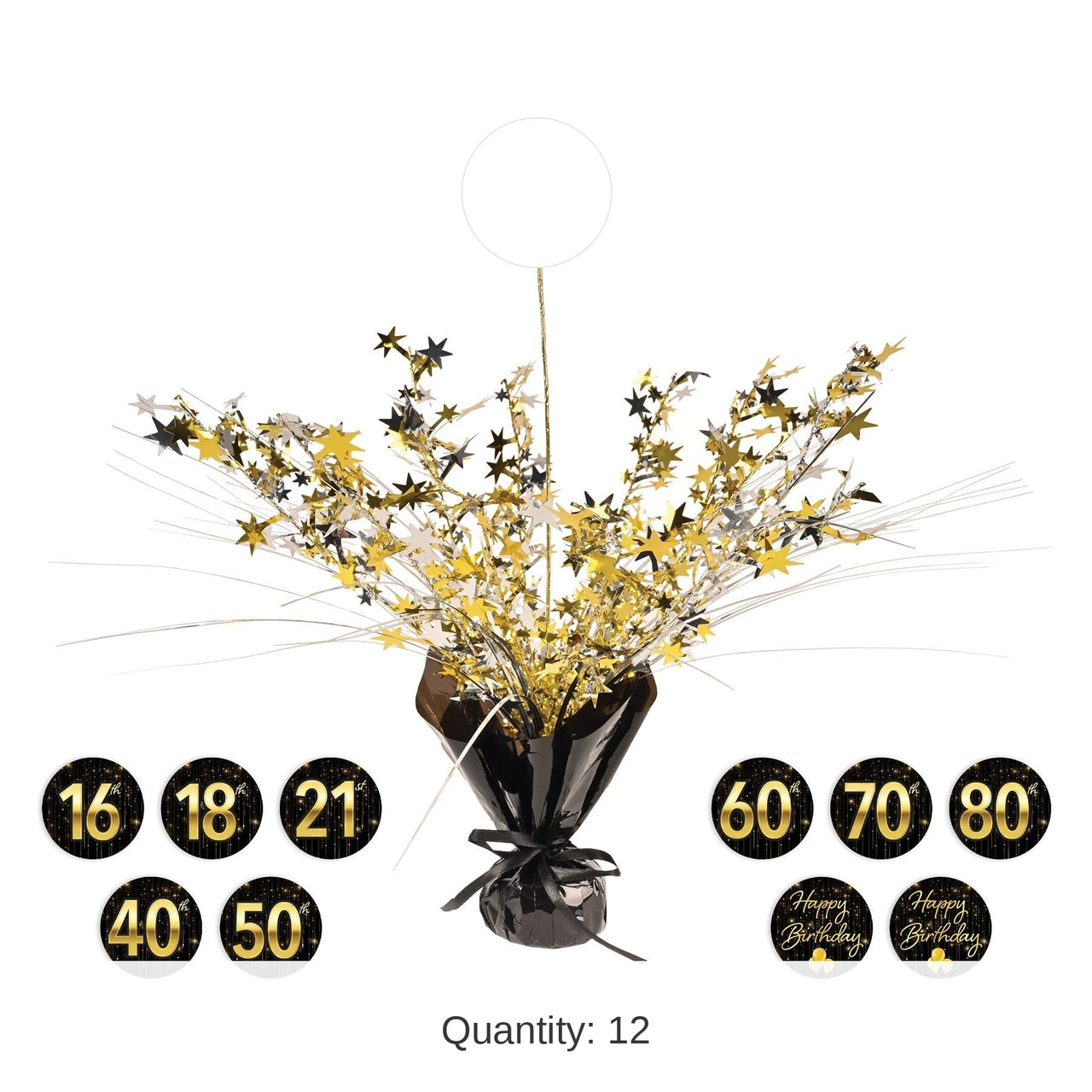 12 Pack Bulk Happy Birthday Gleam 'N Spray Centerpiece