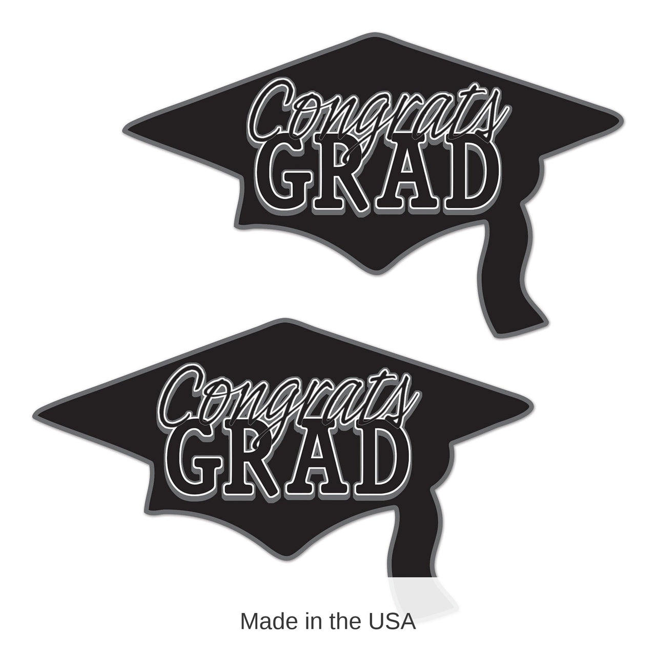 24 Pack Bulk Black Congrats Grad Cutout Decorations