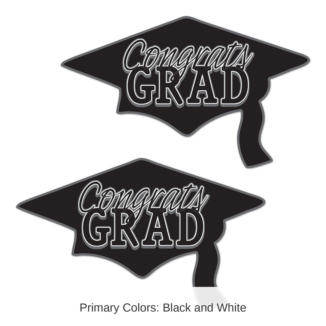 24 Pack Bulk Black Congrats Grad Cutout Decorations