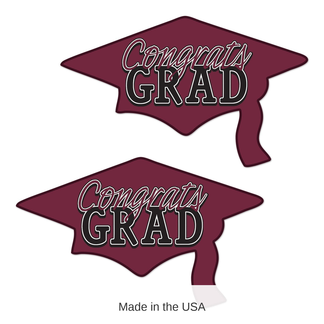 24 Pack Bulk Burgundy Congrats Grad Cutout Decorations