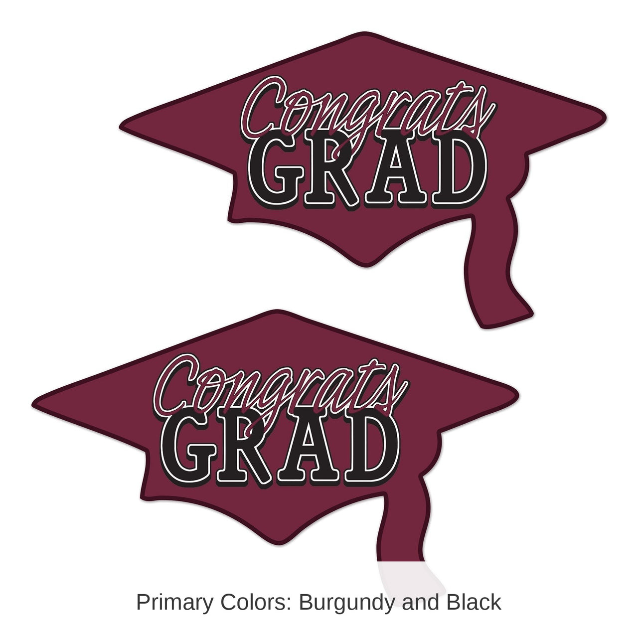 24 Pack Bulk Burgundy Congrats Grad Cutout Decorations