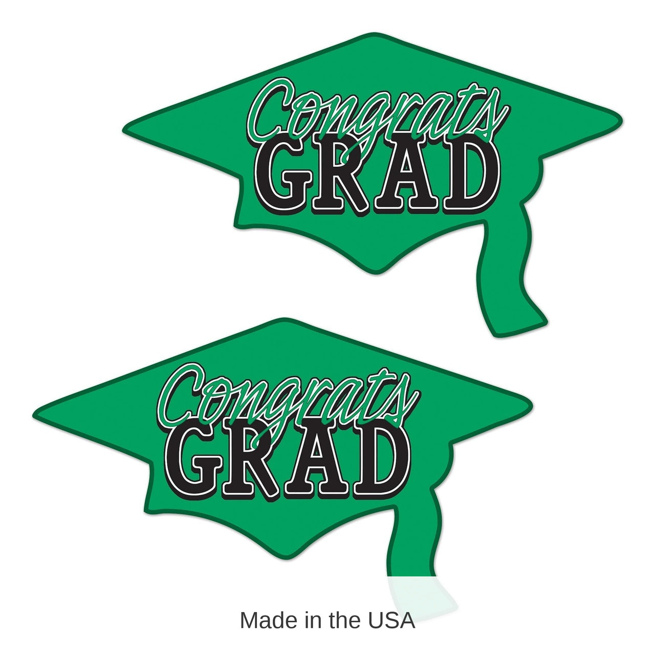 24 Pack Bulk Green Congrats Grad Cutout Decorations