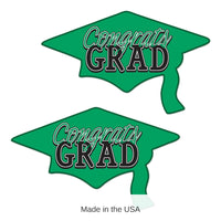 24 Pack Bulk Green Congrats Grad Cutout Decorations