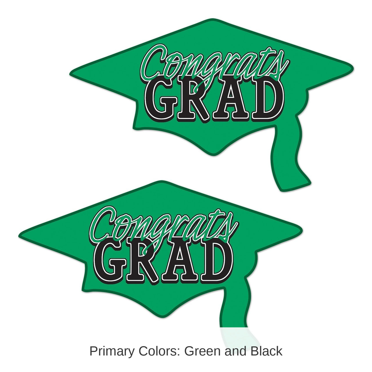 24 Pack Bulk Green Congrats Grad Cutout Decorations
