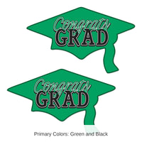 24 Pack Bulk Green Congrats Grad Cutout Decorations