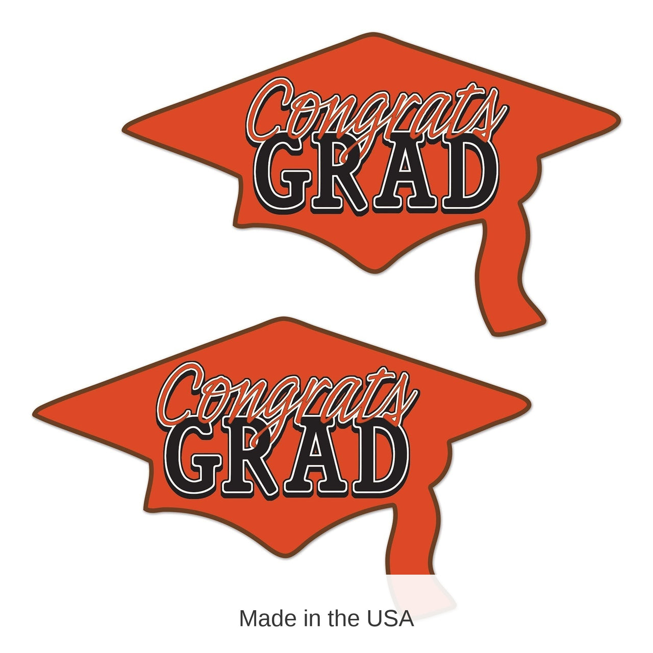 24 Pack Bulk Orange Congrats Grad Cutout Decorations