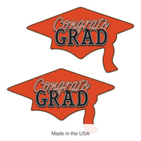 24 Pack Bulk Orange Congrats Grad Cutout Decorations