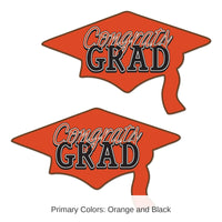 24 Pack Bulk Orange Congrats Grad Cutout Decorations