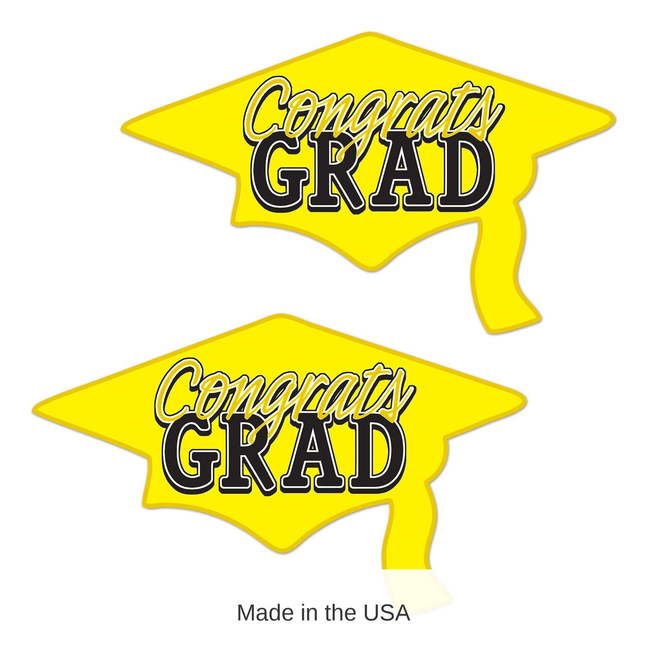 24 Pack Bulk Yellow Congrats Grad Cutout Decorations