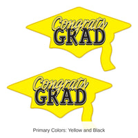 24 Pack Bulk Yellow Congrats Grad Cutout Decorations