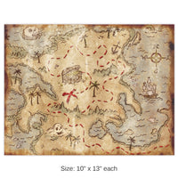 48 Pack Bulk Plastic Treasure Map Placemats