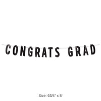 12 Pack Bulk Black Foil Congrats Grad Streamer