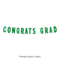 12 Pack Bulk Green Foil Congrats Grad Streamer